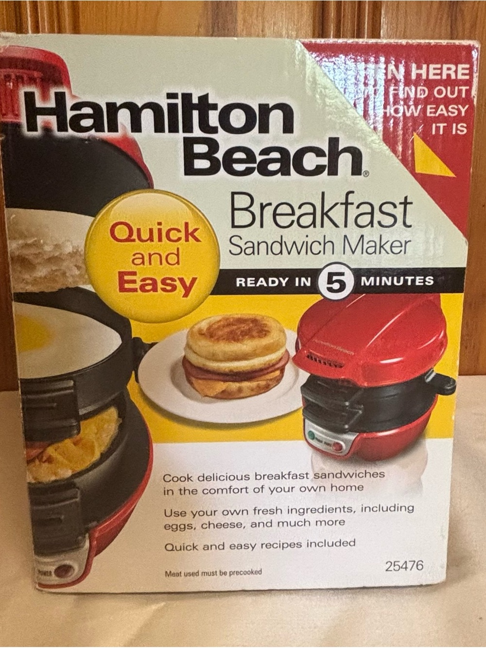Hamilton Beach Breakfast Sandwich Maker Red Model  25476 New In Box